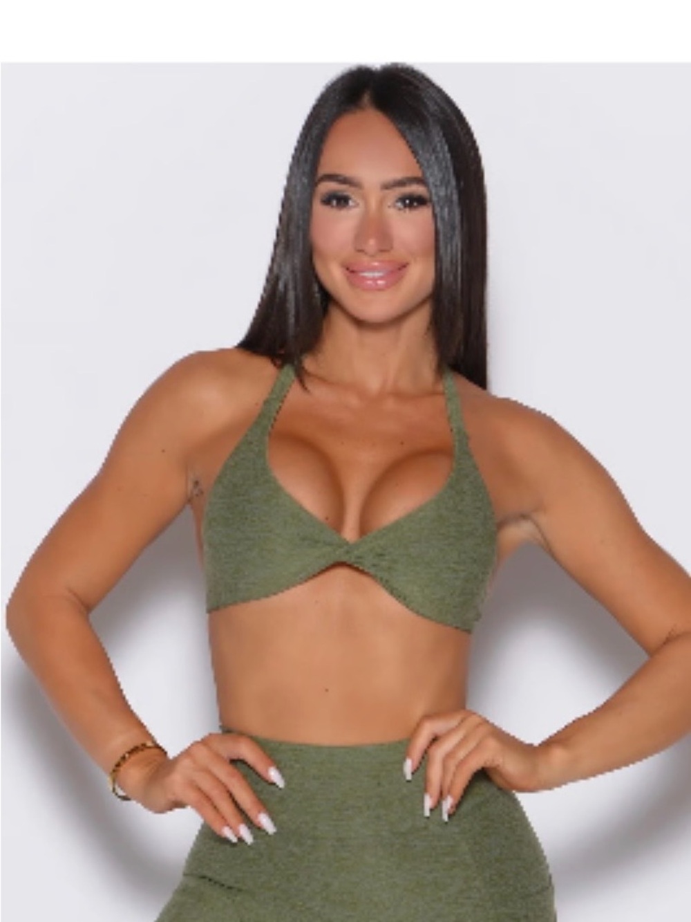 Bombshell Sportswear Olive Twist Halter Bralette